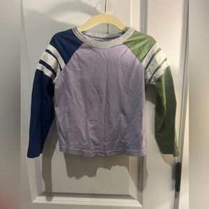Mini Boden Colorblock Long-Sleeve Tee - Lavender, Navy & Green